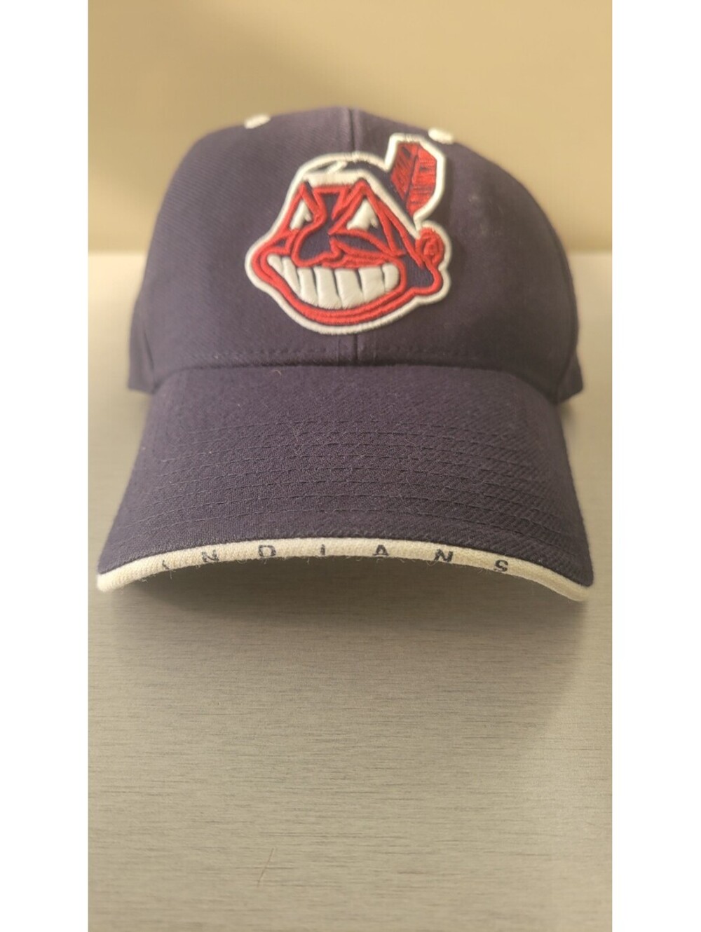 Vintage Cleveland Indians Baseball Cap Navy Blue Wool Acrylic Blend